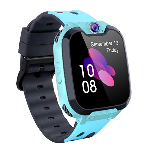 PTHTECHUS Kids Smartwatch Phone - Smartwatch Kids Watch Phone Call SOS Schrittzähler Video Recorder MP3 Musik 7 Spiele Wecker, Geschenke für Mädchen 4-10 Jahre, Blau von PTHTECHUS