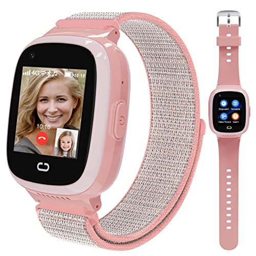 PTHTECHUS Kinder Smartwatch mit GPS 4G, HD Touchscreen Uhr mit Telefon GPS Tracker Echtzeitposition SOS Videoanruf Sprachchat Kamera Wasserdicht Kompatibel Android und IOS für Jungen Mädchen Geschenk von PTHTECHUS