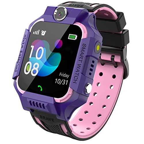 PTHTECHUS Kinder Spiel Smartwatch Telefon, Kind Armbanduhr Touchscreen Uhr mit Anruf Taschenrechner Taschenlampe Schrittzähler SOS Wecker Kamera, Geschenk für Jungen Mädchen Studenten (Rosa) von PTHTECHUS