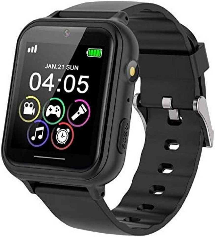 PTHTECHUS MG-S19-Schwarz Kinder's Smartwatch (1,44 Zoll), mit Elegantes und Schönes Design 7 Spielen, Musik, MP3, Taschenlampe von PTHTECHUS