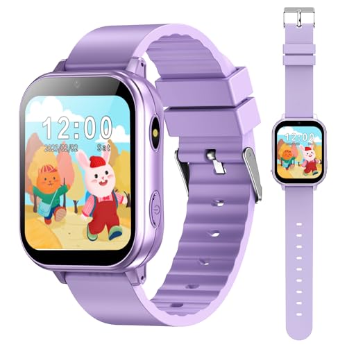 PTHTECHUS Smart Watch für Kinder, Kinderuhr mit Fotoapparat, MP3-Player, Lernen und Spielen, Kindergeschenk für 3-12 Jahre alte Jungen und Mädchen, Lila von PTHTECHUS