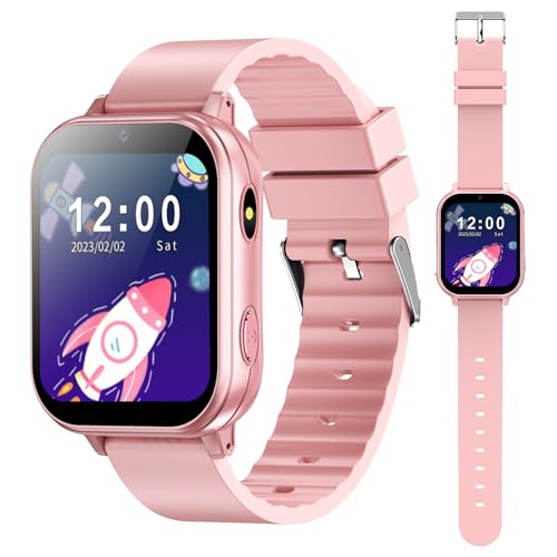 PTHTECHUS Smart Watch für Kinder, Kinderuhr mit Fotoapparat, MP3-Player, Lernen und Spielen, Kindergeschenk für 3-12 Jahre alte Jungen und Mädchen,Rosa von PTHTECHUS