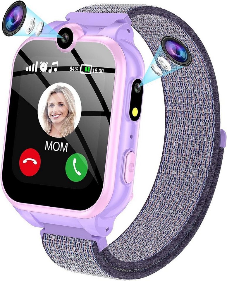 PTHTECHUS Smartwatch (1,44 Zoll), Kinder Telefon Uhr mit Zwei Wege Gespräch MP3 Dual Kamera 4-15 Jahre von PTHTECHUS