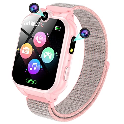 PTHTECHUS Smartwatch Kinder - 1.68'' Uhr Telefon für Mädchen Jungen mit Anruf, SOS, 18 Spiele, Musik, Kamera, Wecker, Taschenlampe, Kinderuhr Telefonieren Smart Watch Kids Geschenk von PTHTECHUS