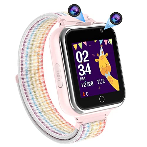 PTHTECHUS Smartwatch Kinder Telefon, 1.54'' 24 Spiele Schrittzähler MP3 Musik Kamera Taschenlampe 3-14 Jahre Junge Mädchen Uhr Geschenk von PTHTECHUS