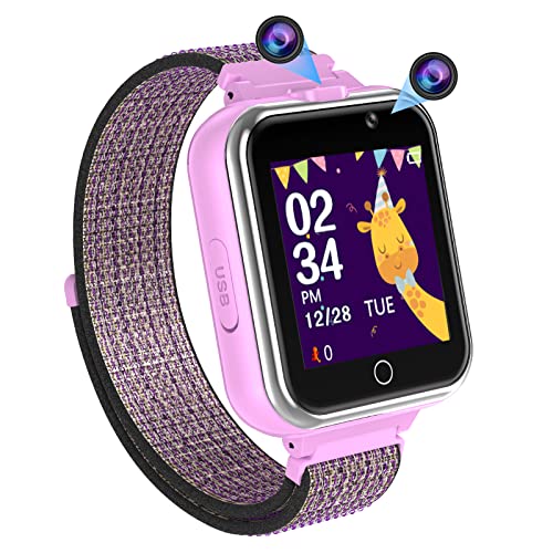 PTHTECHUS Smartwatch Kinder Telefon, 1.54'' 24 Spiele Schrittzähler MP3 Musik Kamera Taschenlampe 3-14 Jahre Junge Mädchen Uhr Geschenk von PTHTECHUS