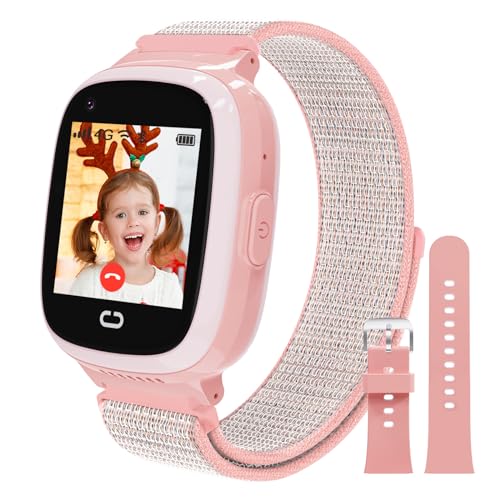 PTHTECHUS Smartwatch Telefon für Kinder, 4G Videoanruf Uhr, GPS, WiFi, Anrufe, Schulmodus, SOS-Funktion, Wecker, Telefon Uhr für Kinder, Kindergeschenk 4-12 Jahre (4G Rosa) von PTHTECHUS