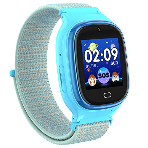 PTHTECHUS Smartwatch für Kinder, 1,37'' LED Touch Digitalkamera LBS-Positionierung Kinderuhr Support Spiel Anruf Wecker SOS Sprach Chat Smart Watch, Kindergeschenk 5-12 Jahre, Blau von PTHTECHUS