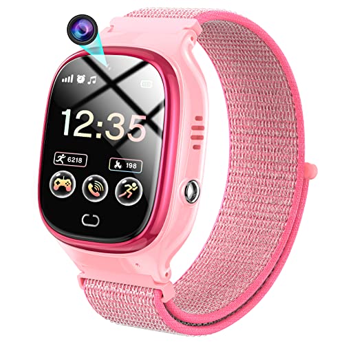 Smartwatch Kinder, Kinderuhr Telefon mit Anrufe, 7 Spiele, Schulmodus, SOS-Funktion, Musik, Kamera, Wecker, Schrittzähler Kind Armbanduhr Touchscreen Smart Watch Geschenk für Jungen Mädchen Rosa) von PTHTECHUS