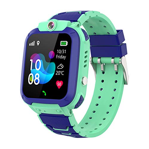 Smartwatch Kinder Telefon,GPS kinder Armband Watch mit Zwei Wege Gespräch Intelligente Uhr Voice Chat SOS Touchscreen Musik Spiel Digitalkamera Wecker Schrittzähler Geschenk für Junge Mädchen Student von PTHTECHUS