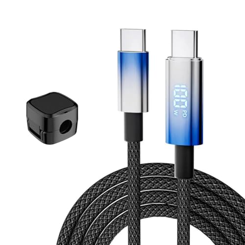 PTPLIFE USB C auf USB C Kabel,PD 100W USB C Kabel with LED Display und Kabel Management 5A Nylon Typ C Ladekabel Kompatibel mit iPhone 15/15 Pro Max MacBook Pro Air iPad Galaxy S23 S22 Huawei(1.2 m) von PTPLIFE