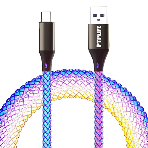 RGB USB C Kabel 1m Glühend LED Ladekabel 3A Schnellladen USB Typ C kabel Sichtbar Bunt Aufleuchtendes für Samsung S10 S9 S8, Note 20 10 9,Huawei,Xiaomi, HTC, Sony Xperia, Tablet usw von PTPLIFE