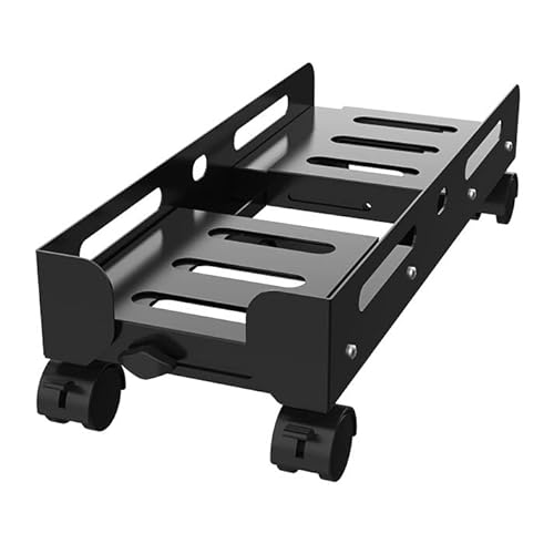 CPU-Ständer Mobiler PC-Tower-Ständer, CPU-Ständer mit einstellbarer Breite, Desktop-CPU-Halter aus Stahl, robuster PC-Gehäuseständer mit rollenden Lenkrollen PC Rollwagen ( Color : Schwarz , Size : L von PTTRNS
