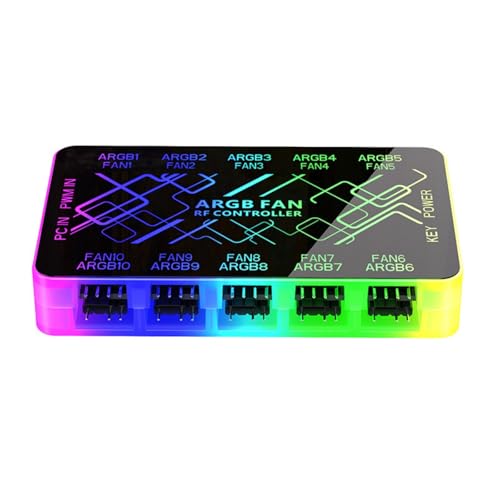 PUGEOAMN Magnetlüfter Hubs Splitter 2 IN1 / ARGB 1 Bis 10 Hubs Für PC Falllüfter Mit Fernbedienung Und 2Sata Stromverbindung von PUGEOAMN