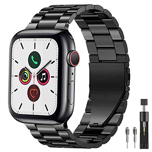 PUGO TOP Armband Replacement for Apple Watch Series 4 Series 2 and Series 1, Solid Edelstahl Metall Ersatz iWatch Strap Uhrenarmband für Apple Watch 38mm 40mm 42mm 44mm Alle Modelle, Schwarz 42mm/44mm PUGO TOP Armband Replacement for Apple Watch Series 4 Series 2 and Series 1, Solid Edelstahl Metall Ersatz iWatch Strap Uhrenarmband für Apple Watch 38mm 40mm 42mm 44mm Alle Modelle, Schwarz 42mm/44mm von PUGO TOP
