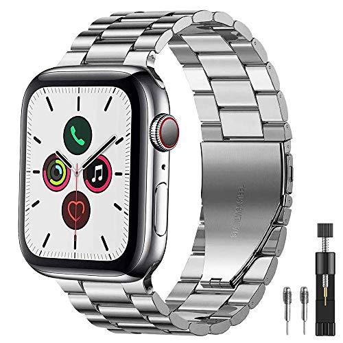 PUGO TOP Armband Replacement for Apple Watch Series 4 Series 3 Series 2 Series 1, Solid Edelstahl Metall Ersatz iWatch Strap Uhrenarmband für Apple Watch Alle Modelle, Silber 38mm/40mm PUGO TOP Armband Replacement for Apple Watch Series 4 Series 3 Series 2 Series 1, Solid Edelstahl Metall Ersatz iWatch Strap Uhrenarmband für Apple Watch Alle Modelle, Silber 38mm/40mm von PUGO TOP