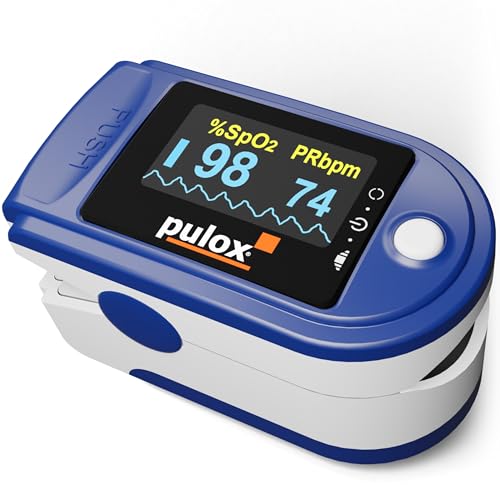 Pulsoximeter PULOX PO-200 Solo in Blau Fingerpulsoximeter für die Messung des Pulses und der Sauerstoffsättigung am Finger von PULOX