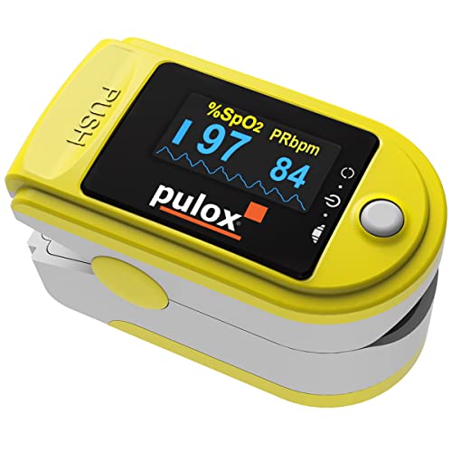 Pulsoximeter PULOX PO-200 Solo in Gelb Fingerpulsoximeter für die Messung des Pulses und der Sauerstoffsättigung am Finger von PULOX