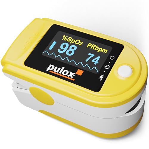 Pulsoximeter PULOX PO-200 Solo in Gelb Fingerpulsoximeter für die Messung des Pulses und der Sauerstoffsättigung am Finger von PULOX