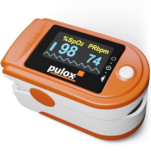 Pulsoximeter PULOX PO-200 Solo in Orange Fingerpulsoximeter für die Messung des Pulses und der Sauerstoffsättigung am Finger von PULOX