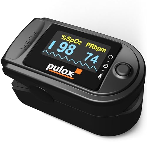 Pulsoximeter PULOX PO-200 Solo in Schwarz Fingerpulsoximeter für die Messung des Pulses und der Sauerstoffsättigung am Finger von PULOX