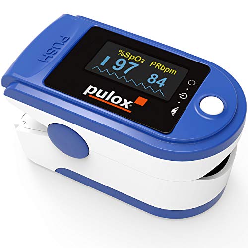 Pulsoximeter Pulox PO-200A Solo mit Alarm und Pulston in Blau für die Messung von Puls, Sauerstoffsättigung und PI am Finger von PULOX