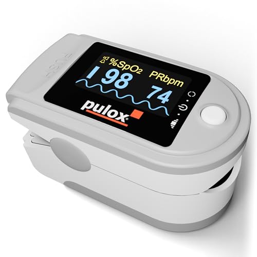 Pulsoximeter Pulox PO-200A Solo mit Alarm und Pulston in Grau für die Messung von Puls, Sauerstoffsättigung und PI am Finger von PULOX