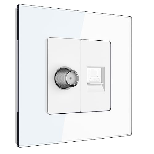 PULSAR Sat Dose und Netzwerkdose 1 Fach Weiß Glas, Antennendose und RJ45 8P8C Ethernet Buchse SAT Anschlussdose/Netzwerk Dose Multimediadose PULSAR Sat Dose und Netzwerkdose 1 Fach Weiß Glas, Antennendose und RJ45 8P8C Ethernet Buchse SAT Anschlussdose/Netzwerk Dose Multimediadose von PULSAR
