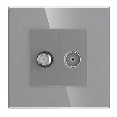 PULSAR Sat Kabel Dose Unterputz mit 1-Fach Rahmen aus Glas Grau Kabel/SAT Anschlussdose Antennendose TV Dose Unterputz TV SAT Kabel Kombination PULSAR Sat Kabel Dose Unterputz mit 1-Fach Rahmen aus Glas Grau Kabel/SAT Anschlussdose Antennendose TV Dose Unterputz TV SAT Kabel Kombination von PULSAR