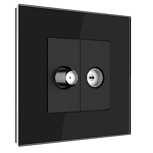 PULSAR Sat/Kabel TV Steckdose mit 1-Fach Rahmen aus Glas Schwarz Kabel/SAT Anschlussdose Antennendose TV Dose TV SAT Kabel Kombination PULSAR Sat/Kabel TV Steckdose mit 1-Fach Rahmen aus Glas Schwarz Kabel/SAT Anschlussdose Antennendose TV Dose TV SAT Kabel Kombination von PULSAR