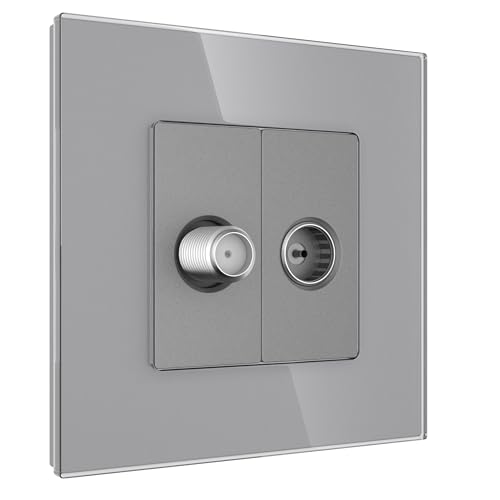 PULSAR TV Dose Unterputz 1 Fach Glas Grau, Sat Kabel Dose mit Kabel Anschlussdose PULSAR TV Dose Unterputz 1 Fach Glas Grau, Sat Kabel Dose mit Kabel Anschlussdose von PULSAR