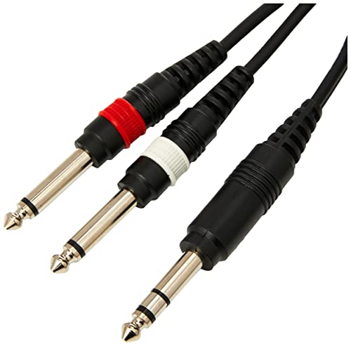 Pulse PLS00134 Stereo-Klinkenstecker auf 2x Mono-Klinkenstecker Kabel, 6,35 mm (1/4 Zoll), 3 m, Schwarz von PULSE