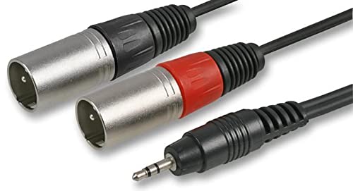 Pulse PLS00299 3,5-mm-Stereo-Klinkenstecker auf 2 x 3-polige XLR-Stecker auf Stecker, 1 m, Schwarz von PULSE