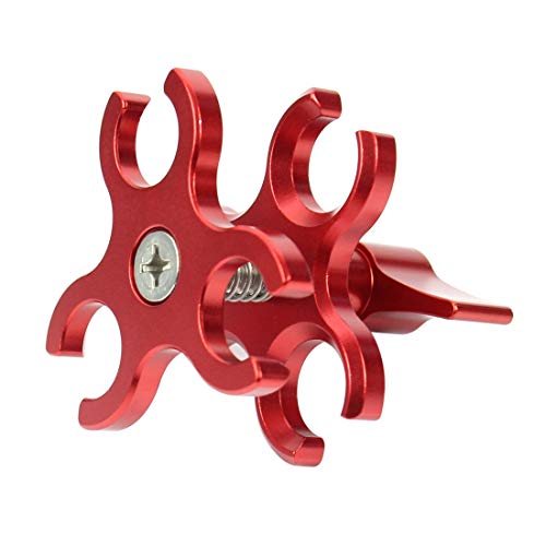 PULUZ Dreifach-Kugelklemme, offenes Loch, CNC-Aluminium, Taschenlampe, Klemme für Taucharm, Unterwasser-Fotografie, Tauchtablett, DJI Osmo Action GoPro LED-Licht (rot) von PULUZ