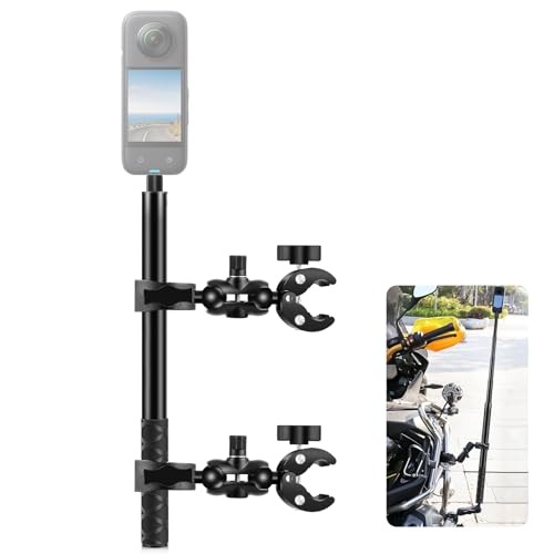 PULUZ Kamerahalterung mit doppelter Superklemme, 150 cm, unsichtbarer Selfie-Stick, verstellbare Action-Cam-Halterung für Insta360, X5, X4, X3, X2, One, RS, R, Ace, Motorrad, Fahrrad, ATV PULUZ Kamerahalterung mit doppelter Superklemme, 150 cm, unsichtbarer Selfie-Stick, verstellbare Action-Cam-Halterung für Insta360, X5, X4, X3, X2, One, RS, R, Ace, Motorrad, Fahrrad, ATV von PULUZ