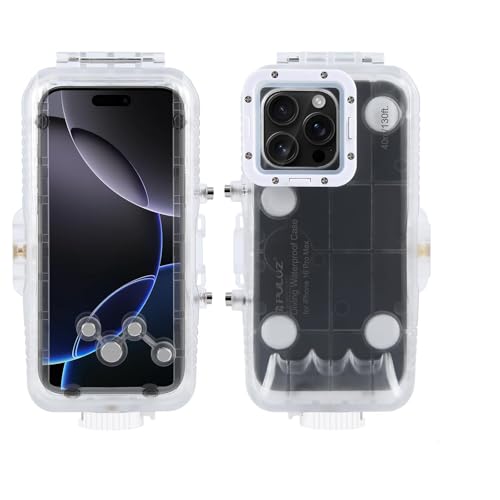 PULUZ Wasserdichte Hülle für iPhone 16 Pro Max, Schutzhülle 40m/130ft wasserdichte Tauchhülle Unterwassergehäuse Abdeckung zum Surfen Schnorcheln Kajakfahren Klar PULUZ Wasserdichte Hülle für iPhone 16 Pro Max, Schutzhülle 40m/130ft wasserdichte Tauchhülle Unterwassergehäuse Abdeckung zum Surfen Schnorcheln Kajakfahren Klar von PULUZ