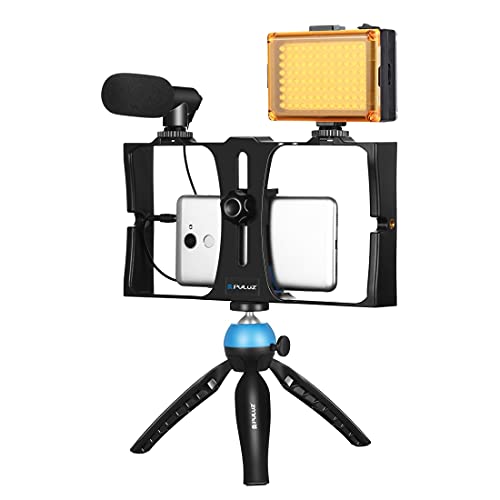 PULUZ Vlogging-kit für Smartphone Vlogging Set Like me mit Mikrofon + Video-Licht + Blitzschuh-Stativkopf + Mini-Stativ für die meisten Handys mit einem Bildschirm von 7 Zoll von PULUZ