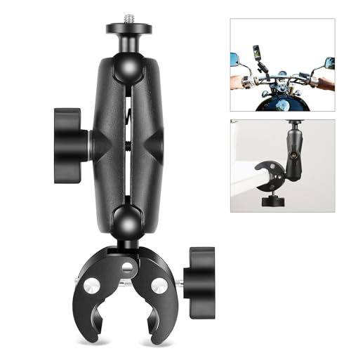 PULUZ Super Clamp Crab Actionkamera Halterung 360° Kugelkopf 1/4 Zoll Gewinde für GoPro/Insta360 & andere Action-Kameras, Motorrad Lenker Feste Halterung Klemme 1,5 cm - 4 cm von PULUZ