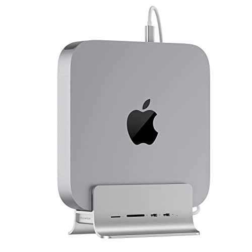 PULWTOP Mac Mini Hub,5-in-1 USB C Hub Adapter,Mac Mini-Ständer,Unterstützt M.2 NVMe SSD-Erweiterung,Dockingstation Mit 2 USB-C-Anschlüssen,SD/TF-Karte,M.2 SSD(Nicht Enthalten) von PULWTOP