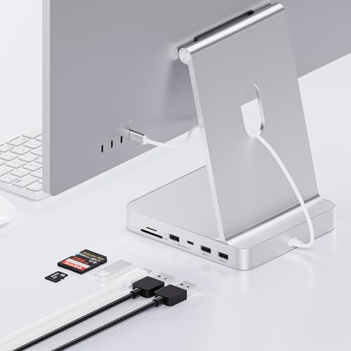 PULWTOP USB C HUB Für iMac 24-Zoll 2021/2023,7 In 1 USB-Hub Für iMac M1/M3,iMac Zubehör Mit USB C 10gbit/s,3*USB A,SD/TF-Kartenleser,Unterstützung Von M.2 NVME SSD(Nicht enthalten),Silber von PULWTOP