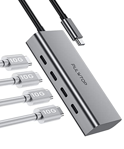 PULWTOP USB C Hub,4-in-1 USB C Adapter(Stromversorgung und Anzeige Nicht unterstützt),USB-C 3.2 Gen,4*USB C 10 Gbit/s,Multiport-Adapter für Laptop/MacBook Pro/iPad/iPhone 15/Chromebook/HP/Dell,usw von PULWTOP