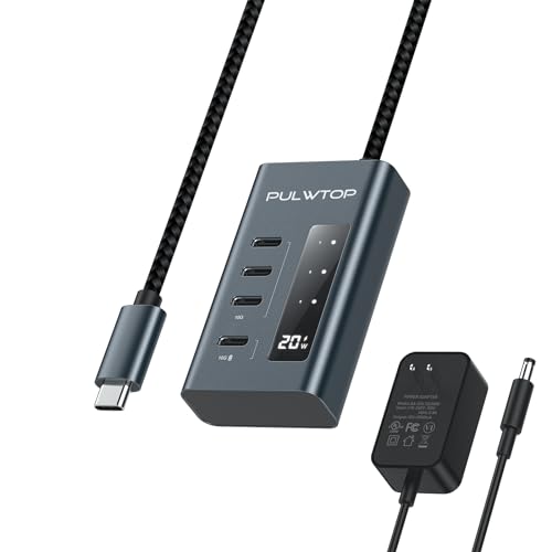 PULWTOP USB C Hub Aktiv,4 Ports USB C 10 Gbit/s 3.2 Generation,4. USB-C Hub für Datenübertragung Und Laden,Für Laptop/MacBook Pro/Air/iPad Pro/Dell/HP/suface/iPhone 15 usw von PULWTOP