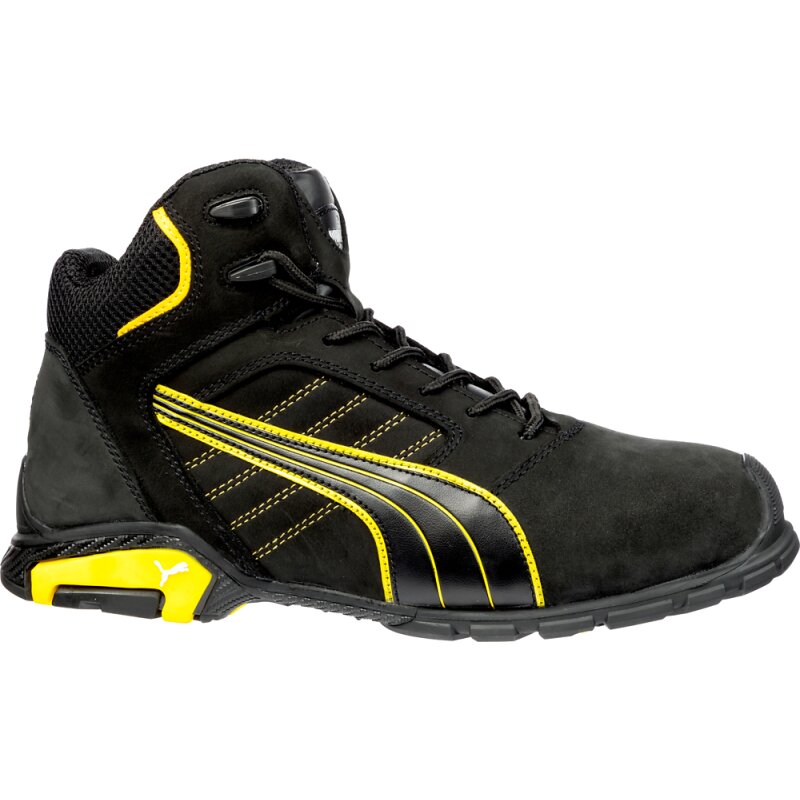 Puma AMSTERDAM MID robuster hoher Sicherheitsschuh S3 schwarz/gelb Gr. 40 von PUMA® SAFETY