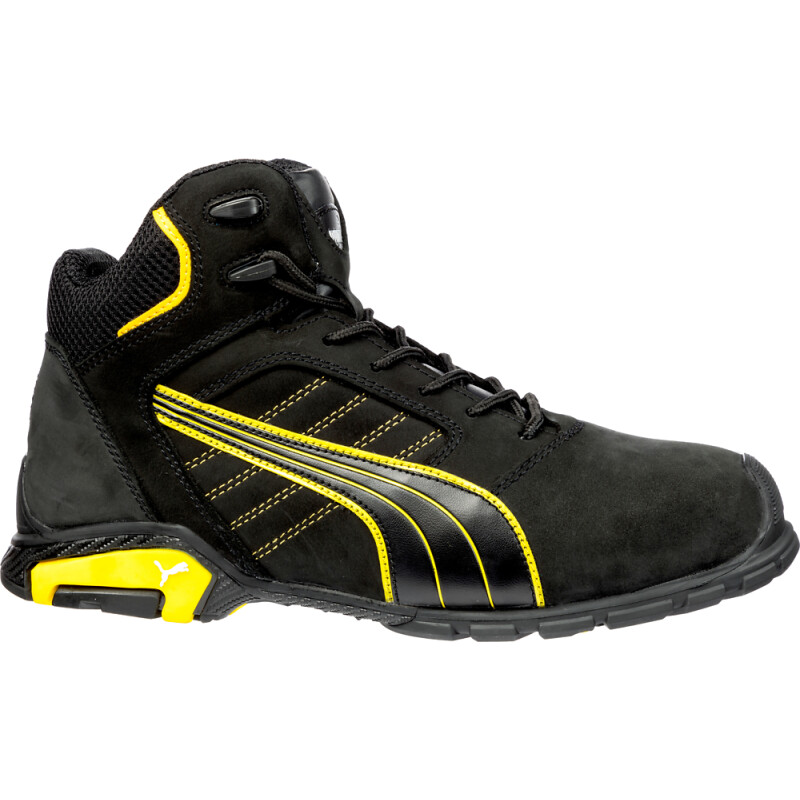 Puma AMSTERDAM MID robuster hoher Sicherheitsschuh S3 schwarz/gelb Gr. 43 von PUMA® SAFETY