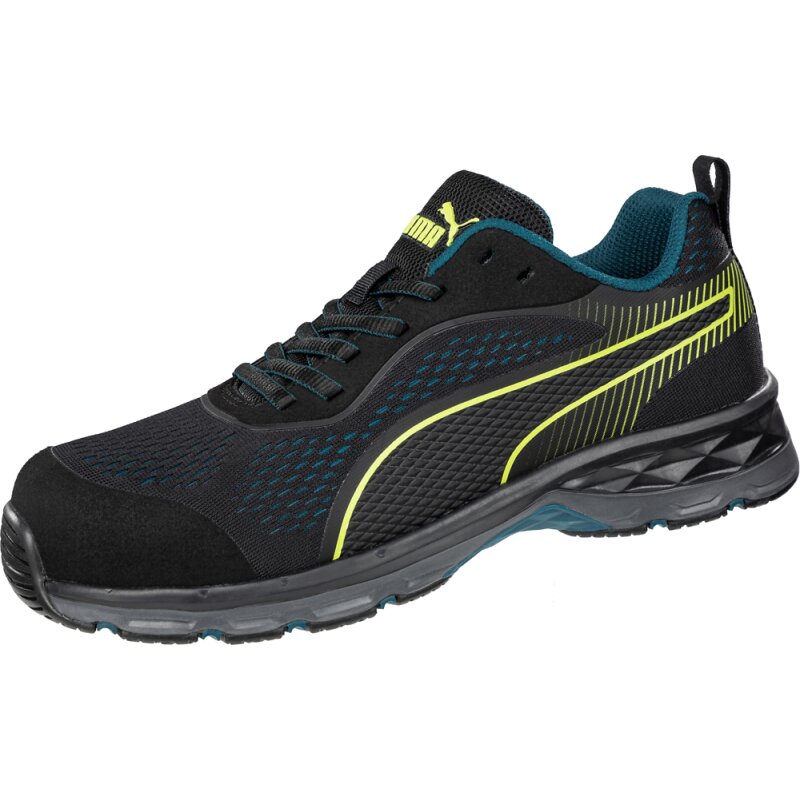 Puma FUSE KNIT BLACK LOW sportlicher Damen-Sicherheitsschuh S1P schwarz/lime Gr. 42 von PUMA® SAFETY