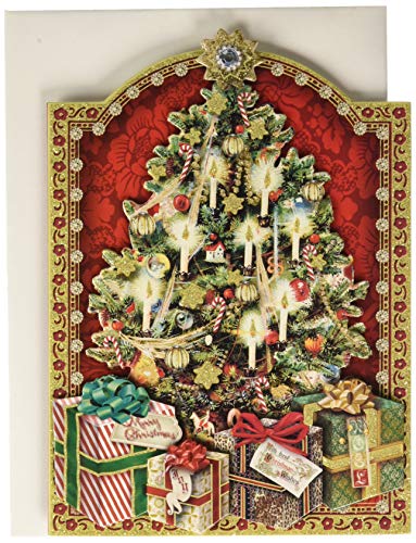 Punch Studio 50345, Weihnachtsbaum mit Geschenken und dimensionalen Weihnachtskarten, mehrfarbig, 12 Stück von PUNCH STUDIO