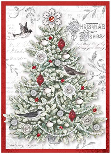 Punch Studio Christmas Dimensional Greeting Cards: Christmas Tree with Glitter (Set of 12), Multicolor, (44679) von PUNCH STUDIO