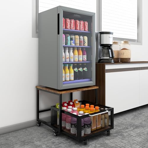 PUNCIA Kühlschrankständer auf Rollen Kühlschrankhalter mit Metallkorb Untergestell für Kühlschrank Sockel für Gefrierschrank Ausziehbarer Aufbewahrungskorb Küche Wohnzimmer Arbeitszimmer Büro Retro PUNCIA Kühlschrankständer auf Rollen Kühlschrankhalter mit Metallkorb Untergestell für Kühlschrank Sockel für Gefrierschrank Ausziehbarer Aufbewahrungskorb Küche Wohnzimmer Arbeitszimmer Büro Retro von PUNCIA
