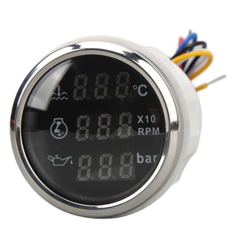 Wassertemperaturgeschwindigkeit Öldruckanzeige, 3 in 1 Digitalanzeige Messgerät DC 9-32 V für RV-Yacht-Angelbootschiff, ABS, Edelstahl, 52 Mm Rundes Messgerät (Schwarze Wassertemperaturgeschwindigkeit Öldruckanzeige, 3 in 1 Digitalanzeige Messgerät DC 9-32 V für RV-Yacht-Angelbootschiff, ABS, Edelstahl, 52 Mm Rundes Messgerät (Schwarze von PUNELE