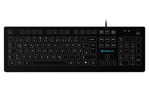 PUREKEYS - Standardbreite - USB Kabel - SCHWARZ - 50504902 – professionelle medizinische Hygiene-Tastatur, abwischbar, Desinfektionsmittel geeignet - deutlicher Tastendruck, sauber in 10 Sekunden von PUREKEYS